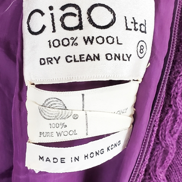 Vintage Alvin's Wool Dress Purple Size 8 - Picture 15 of 15